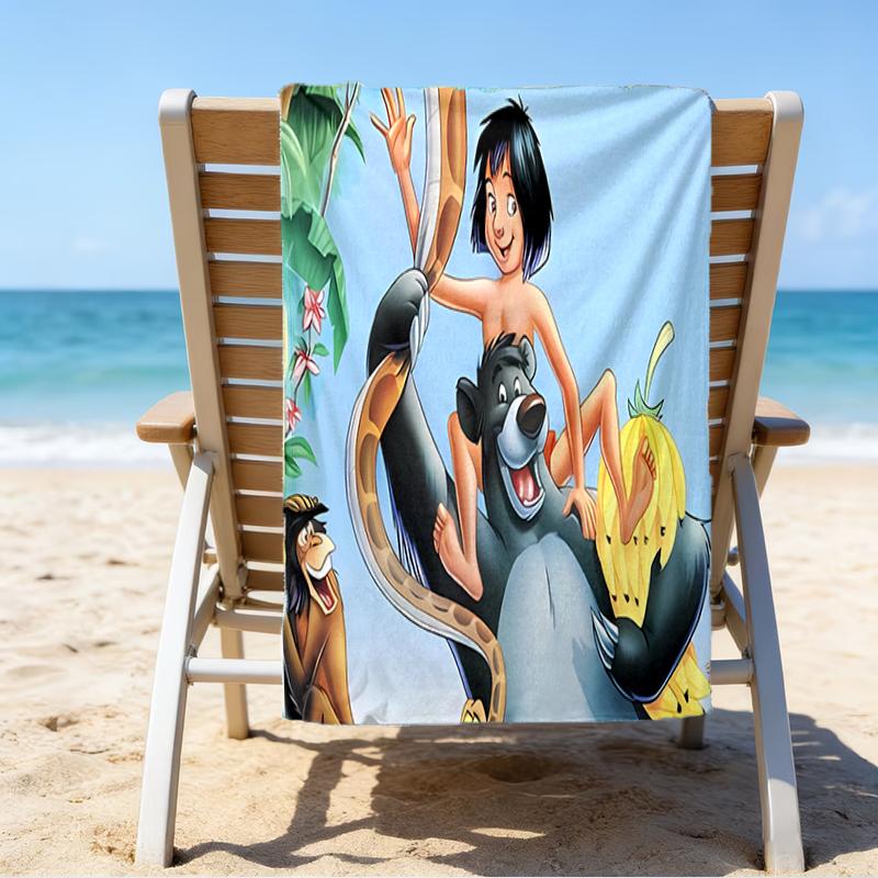 proof beach towel with a The Jungle Book pattern - soft,absorbent,quick-drying,machine washable - perfect for swimming,camping,bathing