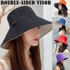 Ladies Holiday Reversible Wide Brim Bucket Sun Hat Foldable Summer Fisherman Cap