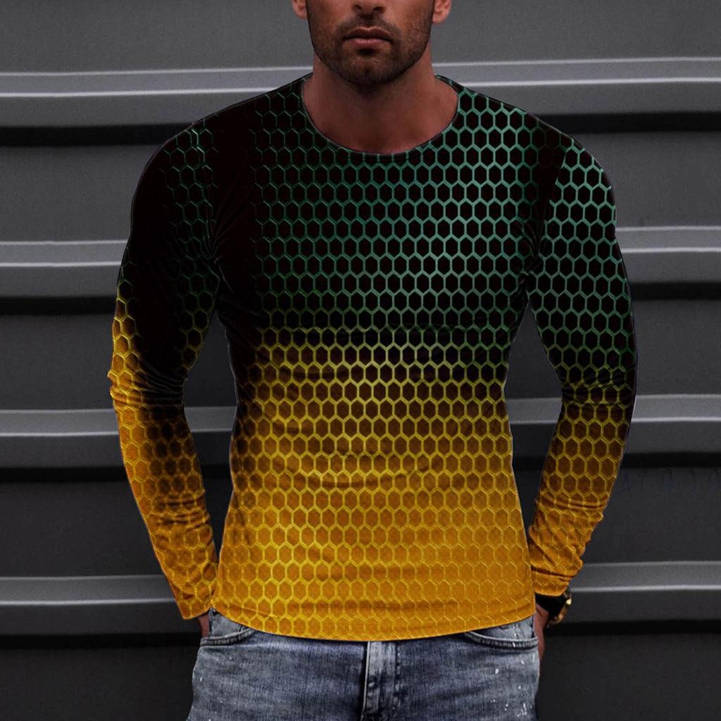 Муж. Футболка Круглый вырез Одежда Одежда На открытом воздухе Длинный рукав С принтом Модельер Винтаж