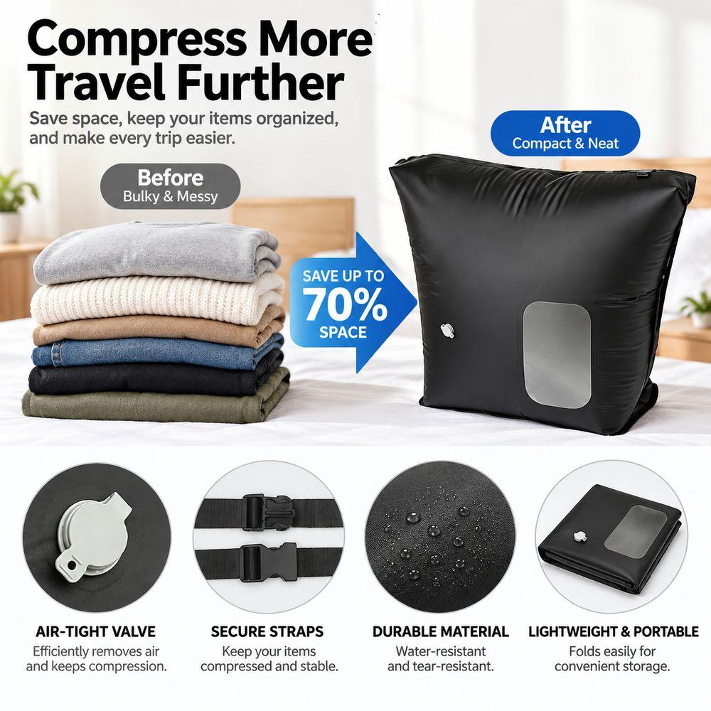 Clear Viewing Window Compression Storage Bag for Reinforced Straps Compression Storage Bag Type