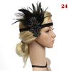 Women Beaded Flapper Hair Accessories Rhinestone Sequin Performance Headwear Elastic Indian Vintage Masquerade Feather Headband