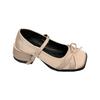 Gentle Bow Pink Mary Jane Shoes with Skirt One-button Thick Heel Shoes