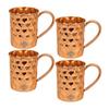 Кружка для пива Moscow Mule из чистой меди, прямой формы, с ромбовидным дизайном, лучшая для пивных коктейльных вечеринок, барная посуда, объем - 500 мл, упаковка из 4 штук