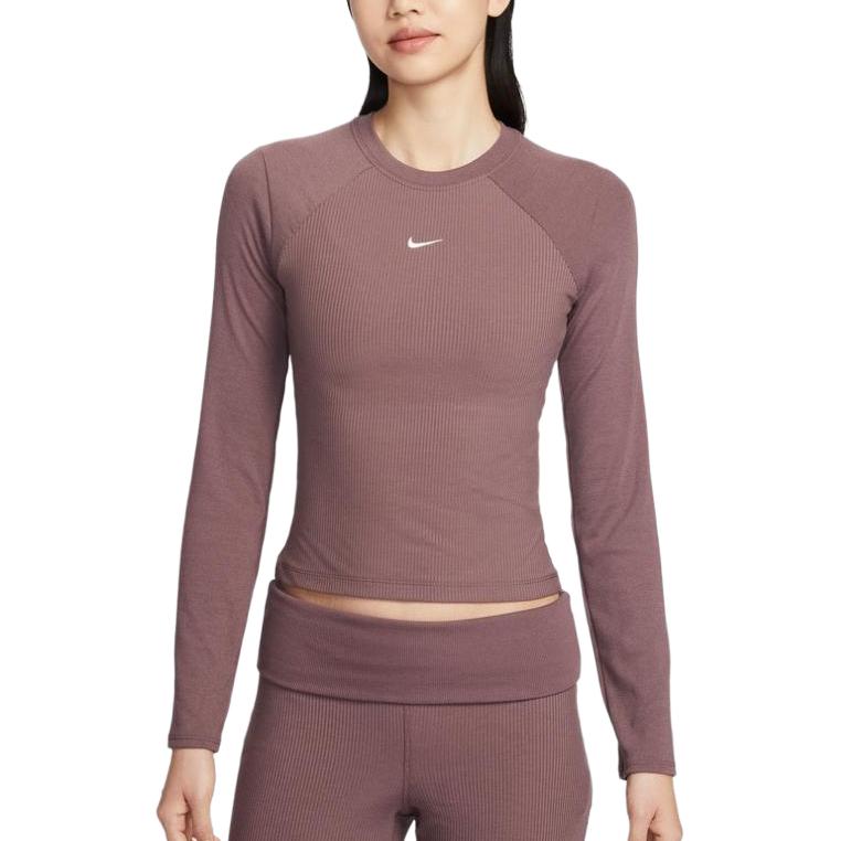 Nike Женский пуловер с круглым вырезом, универсальная футболка с длинным рукавом реглан, топ IF0237502