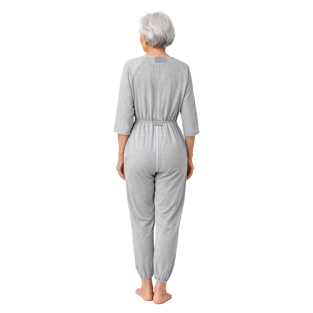Special Needs & Disability Romper for Women S-XXL: Adaptive Jumpsuit with Double-End Zip, Long Sleeve Pants for Easy Care
