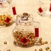 Clear Glass Cat Shape Saving Jar Lucky Cat Gold Bean Container Lucky Cat Piggy Bank  Gift Giving
