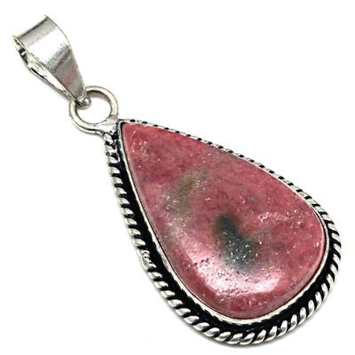 Подвеска из драгоценного камня родонит, подарок ручной работы для нее, серебряное украшение 2 дюйма