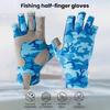 1 пара камуфляжных перчаток для рыбалки с полупальцами, защита от ультрафиолета UPF 50+, легкие перчатки без пальцев для мужчин и женщин, для занятий спортом на открытом воздухе, парусного спорта, каякинга, гребли