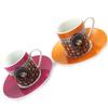 [M6363] - Box of 2 Coffee Cups 'Lili Petrol' Pink Orange (Emily) - 5x6 Cm