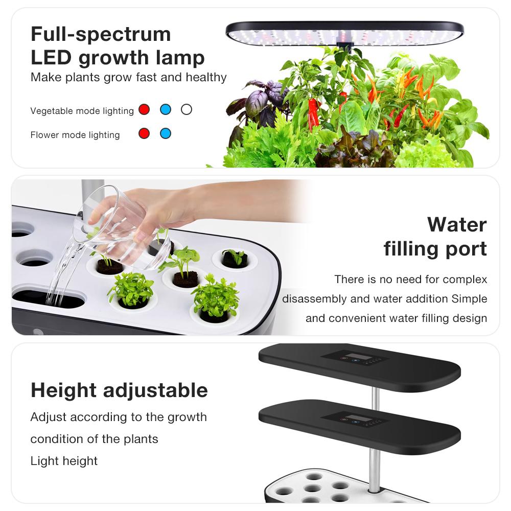 6 Holes Hydroponic Planting Machine Intelligent Growing System Vegetables Planters Indoor Garden Kit with LED Growth Lights