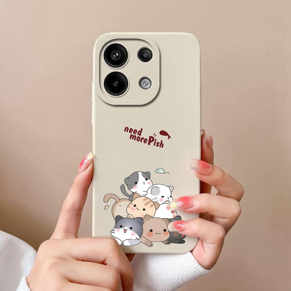 Для Xiaomi Redmi Note 13 Pro 13R Turbo 3 13 A3 чехол для телефона с рисунком кота, защита камеры от падений, матовый мягкий силиконовый корпус, чехол