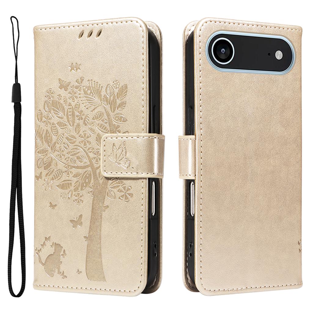 For iPhone 17 Air Phone Case with Stand Cat Tree Pattern Leather Wallet Mobile Cover