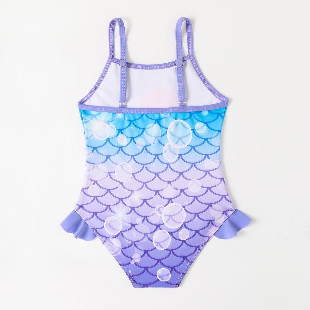 Купальник-халтер с оборкой и принтом «Русалочий хвост» для девочек (2025)