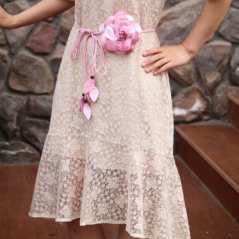 Vintage Flower Waist Chain Floral Bohemian Waistband Fashion Weave Rope Belt  Pants