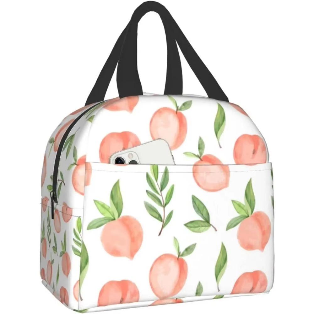 Peach Bright Orange Watercolor Cute Insulated Lunch Box Cooler Tote for Adults Work Office School Picnic Beach Reusable Lunchbox