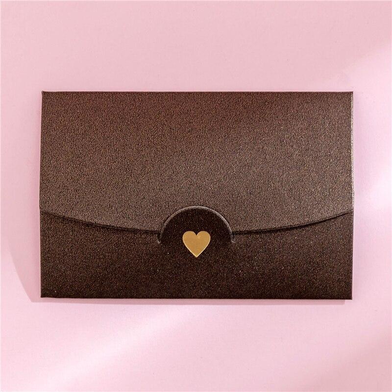 10 шт./лот, маленькая поздравительная открытка, именной конверт, горячее тиснение, перламутровая бумага с любовью, мини-конверты, цветной маленький конверт
