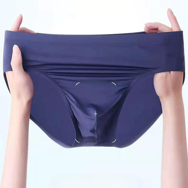 Men's Ice Silk Seamless Briefs Sexy Mid-waist Soft Men's Underwear Candy Color Underwear XL-4XL