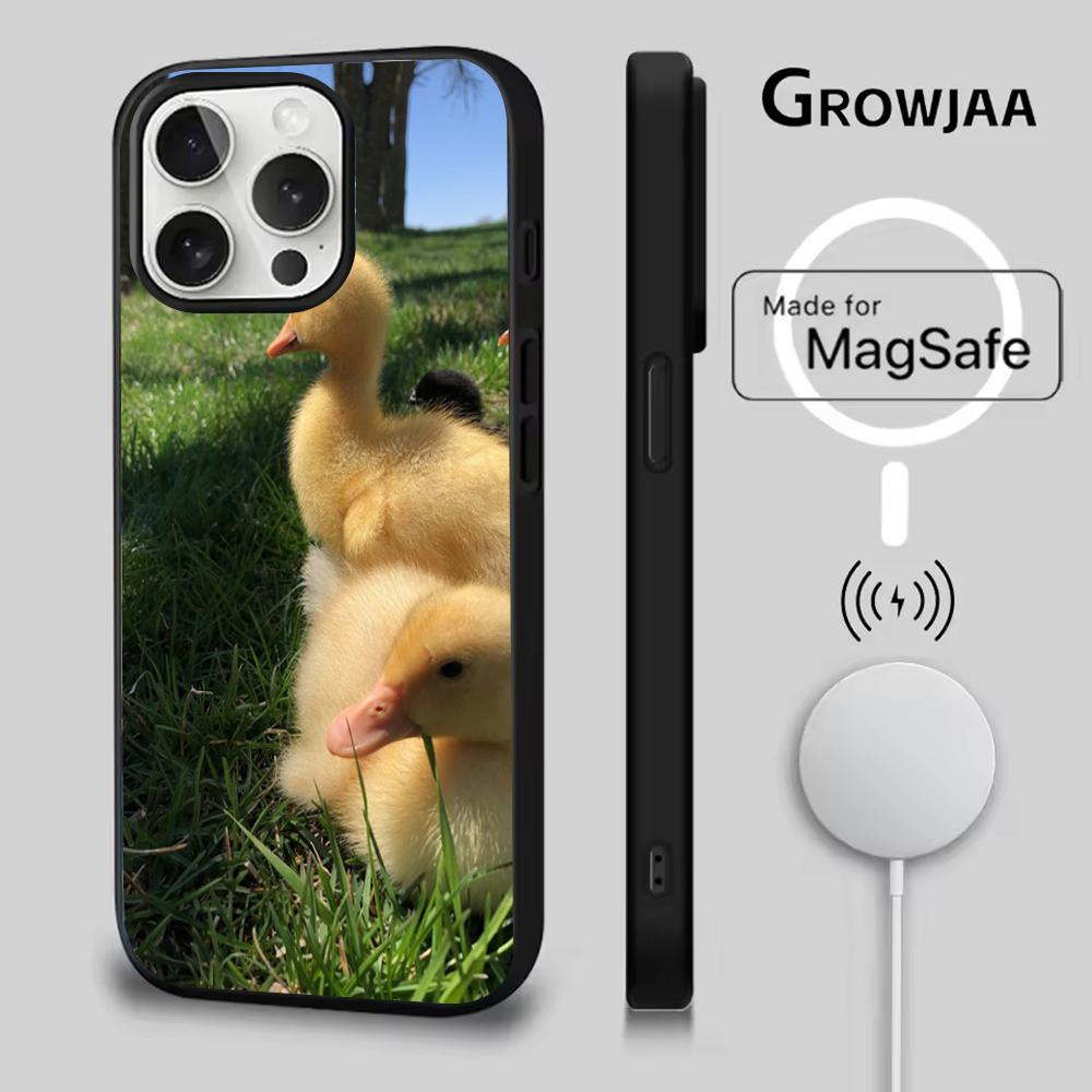 Желтая Утка Милый Чехол Для Телефона Для iPhone 16e,16,15,14,13,12,11,Plus,Pro,Max,Mini Магнитная Беспроводная Зарядка Magsafe