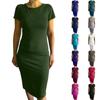 Женская мода сексуальная однотонная сумка эластичное платье с короткими рукавами