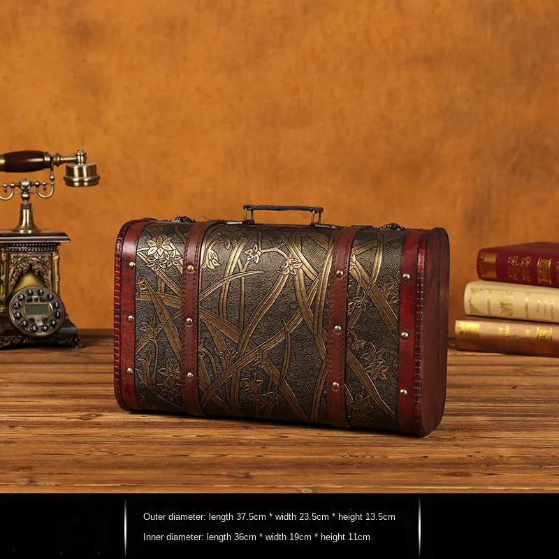 Деревянный антикварный ящик для хранения, средневековый винтажный чемодан, сундук с сокровищами, ожерелья, ювелирные изделия, подарочная коробка с замком, большая фотокоробка