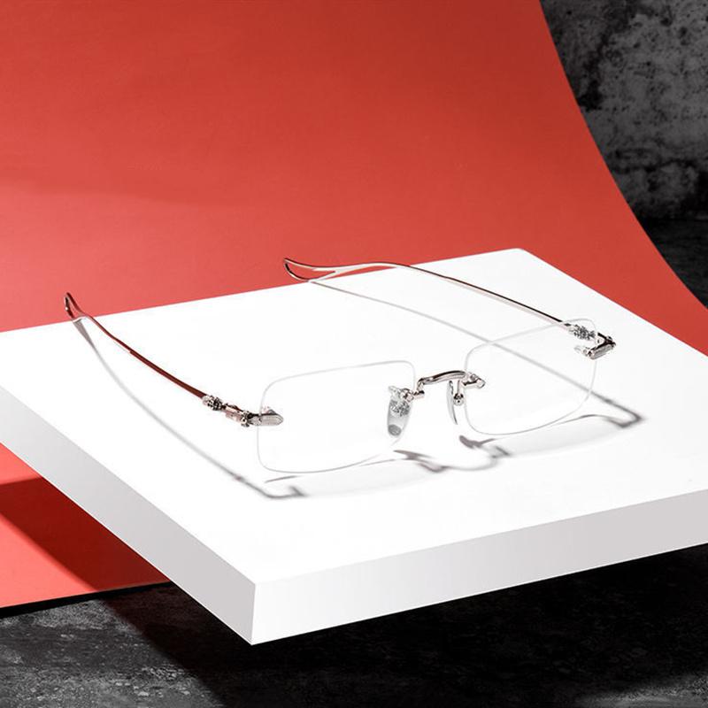 Сверхлегкие очки для чтения без оправы Прочность 0 +1,0~+4,0 Анти-синий свет Очки для дальнозоркости Очки для чтения