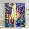 Wisteria curtain Beautiful wisteria plus sunset, a set of two sets, home bedroom living room curtain