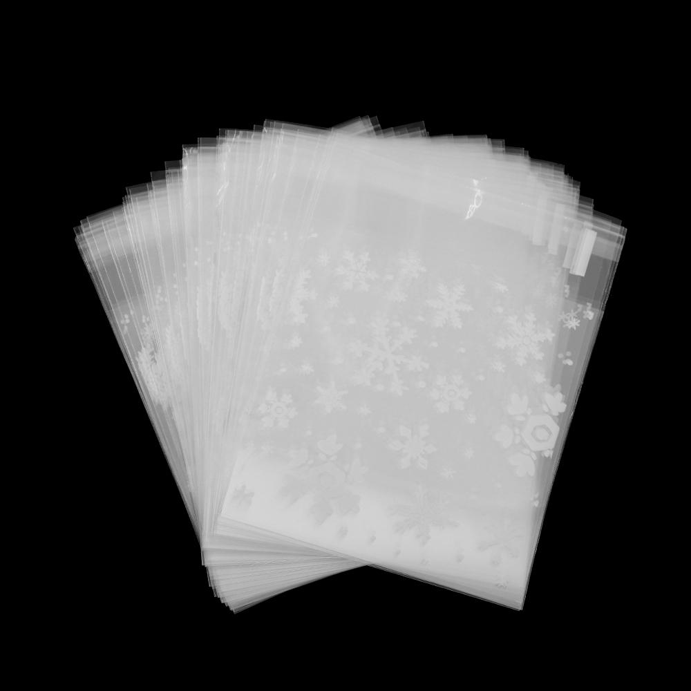 100 шт. Пластиковые Свадебные Подарки-Сувениры Самоклеящийся Пакет для Конфет Упаковка для Печенья Рождественская Снежинка