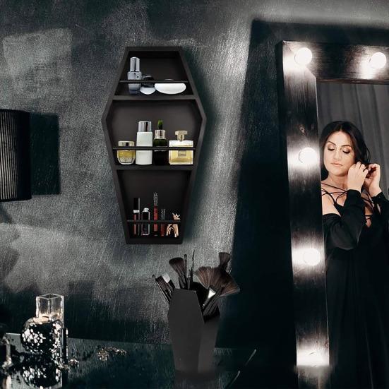 Книжная полка для хранения вещей, креативная форма, простая установка, готический стиль, многофункциональная полка для эфирных масел, настенный органайзер