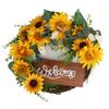 15 Inch Sunflower Wreath for Front Door Artificial Sunflower Wreath Spring Summer Wreath for Front