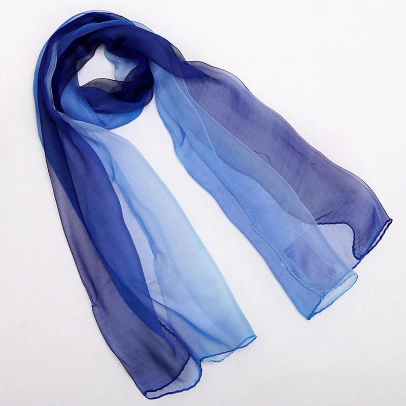 Женская мода градиент цвета шали шифоновый шелковый шарф тонкий солнцезащитный женский дышащий мягкий