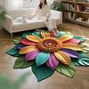 3D Sunflower Floral Plush Rug Non-Slip Backing Easy To Clean Various Sizes Living Room Rug Home Decor