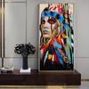 Pop Art Indian Girl Canvas Art Wall Paintings Watercolor Indian Woman With Feather Posters And Prints for Living Room Wall Decor