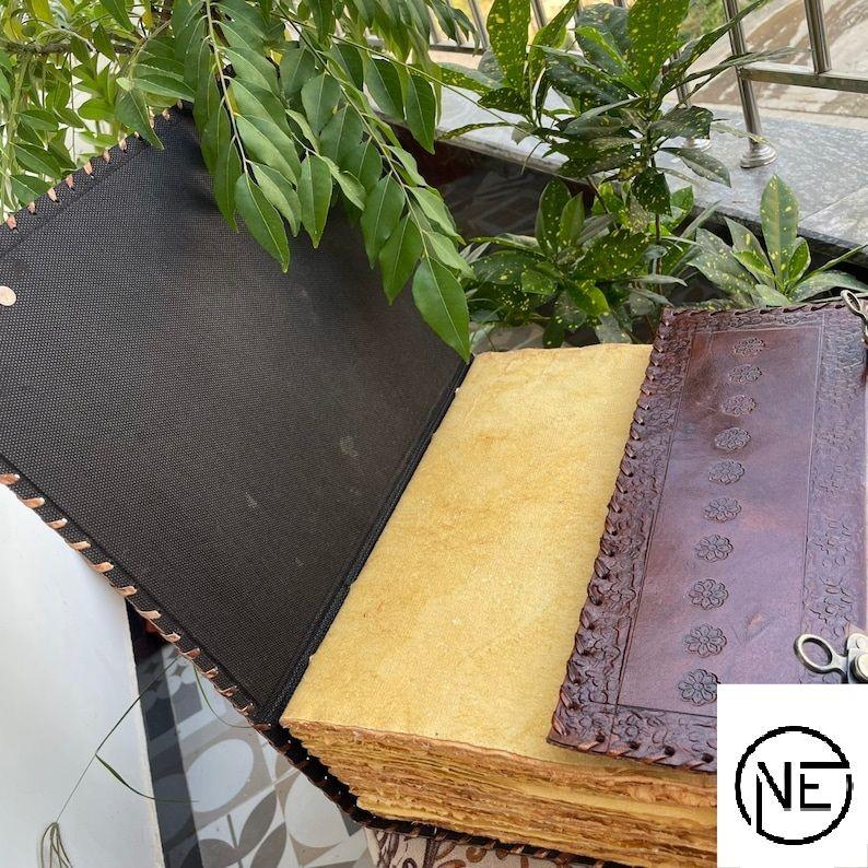 Handmade Leather Journal, 400 Vintage Paper Large Leather Journal, Pentagram Witch Journal For Sketching & Writing, Book Of Shadows