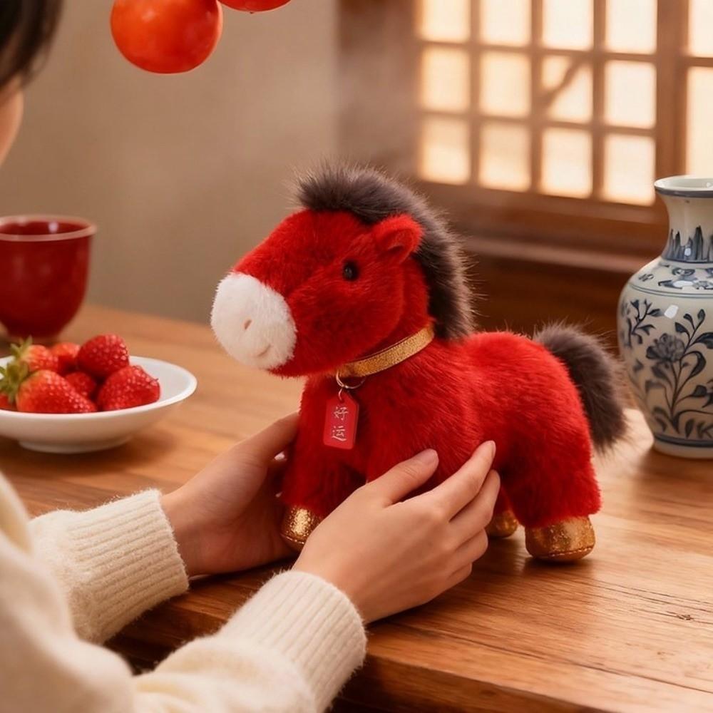Soft Stuffed Horse Doll 25cm Zodiac Pony Figurine Good Luck Horse Plush Doll Home