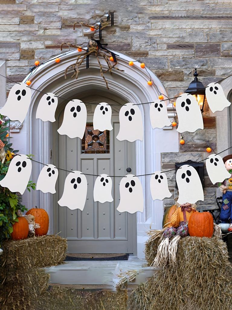 1 комплект - Флаг Призрака на Хэллоуин - украшение дома с привидениями, подходит для украшения дома на Хэллоуин на вечеринках и мероприятиях