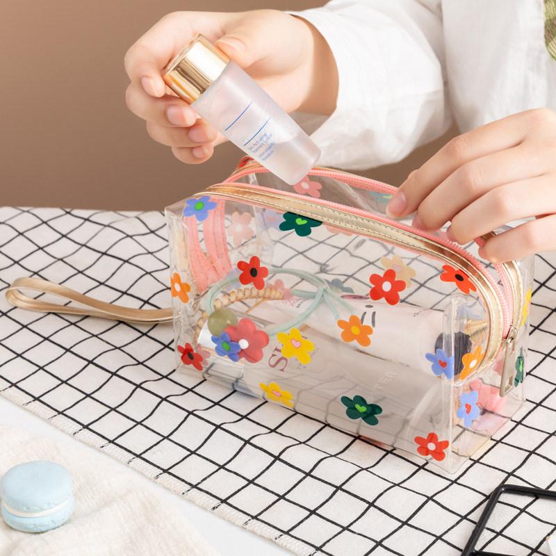 Portable Transparent Makeup Bag Zippered PVC Cosmetic Pouch for Women Travel Toiletry Storage Bag
