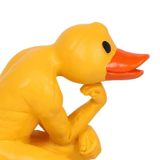 Статуэтка Думающая Утка, Забавная Фигурка Утки-Мыслителя, Маленькая Утка из Смолы для Декора Столовой, Рабочего Стола