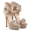 Women Stilettos Sexy Cross Strap Buckle Wedge Platform Sandals 14cm High Heels Pumps Chunky Block Dress Party Wedding Shoes