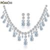Luxury 925 Sterling Silver Sapphire Emerald Topaz Gemstone Birthstone Necklace/Earrings Bridal Jewelry Sets