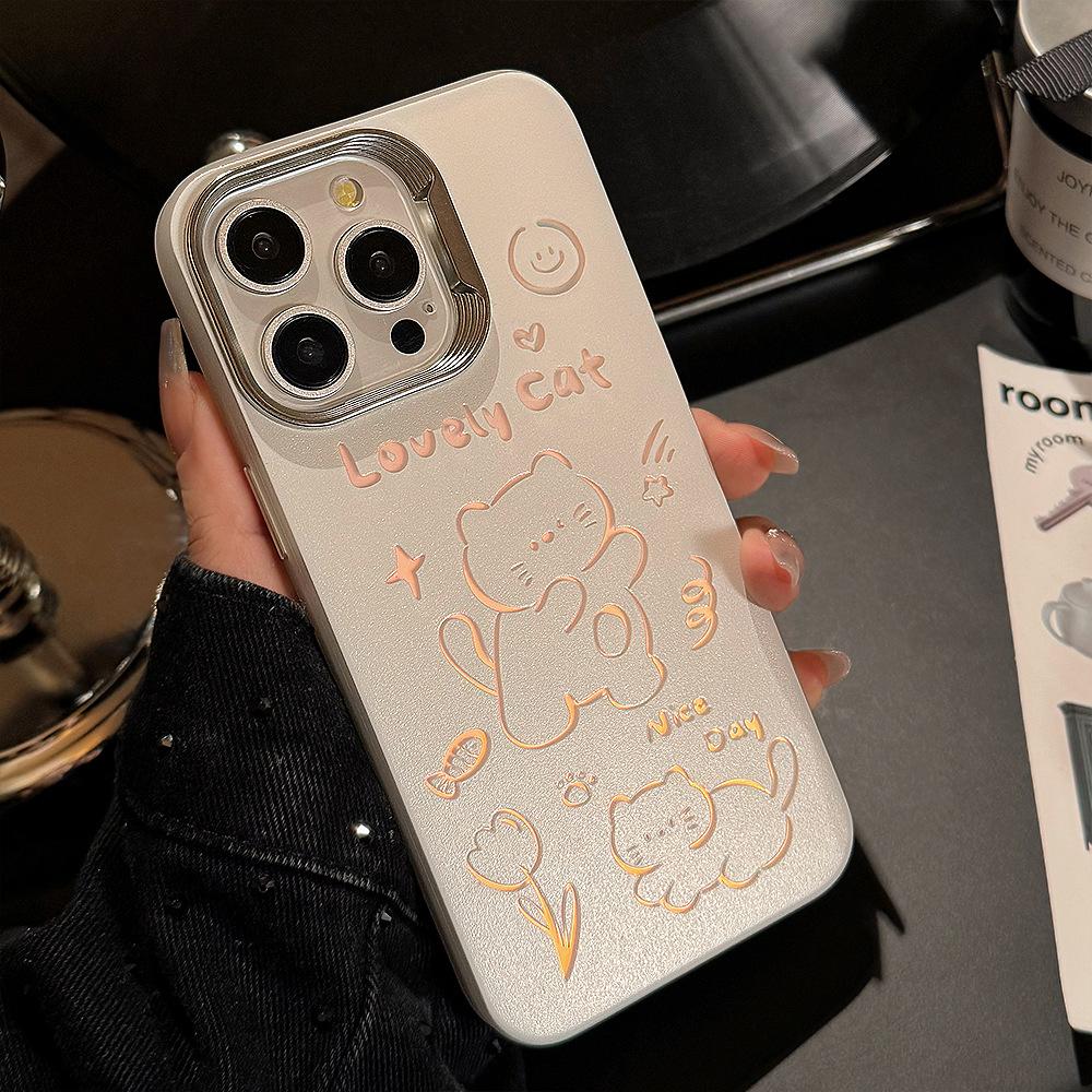 Полый Милый Мяу Чехол для мобильного телефона Iphone15 Подходит для 14Promax 16 Apple 13 Простой Мультяшный 11 Противоударный