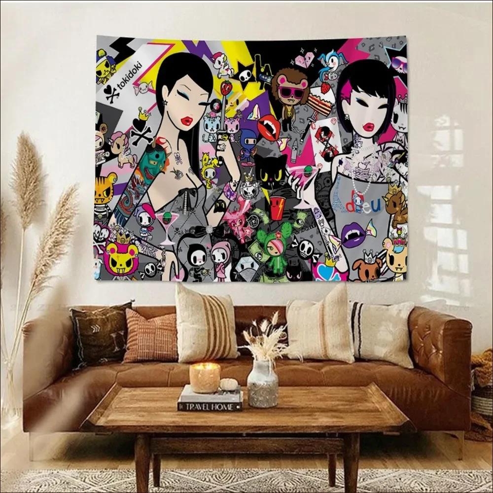 Японский гобелен Tokidoki Печать на гобелене Искусство Индийский Будда Настенное украшение Колдовство Богемный Хиппи INS Домашний декор