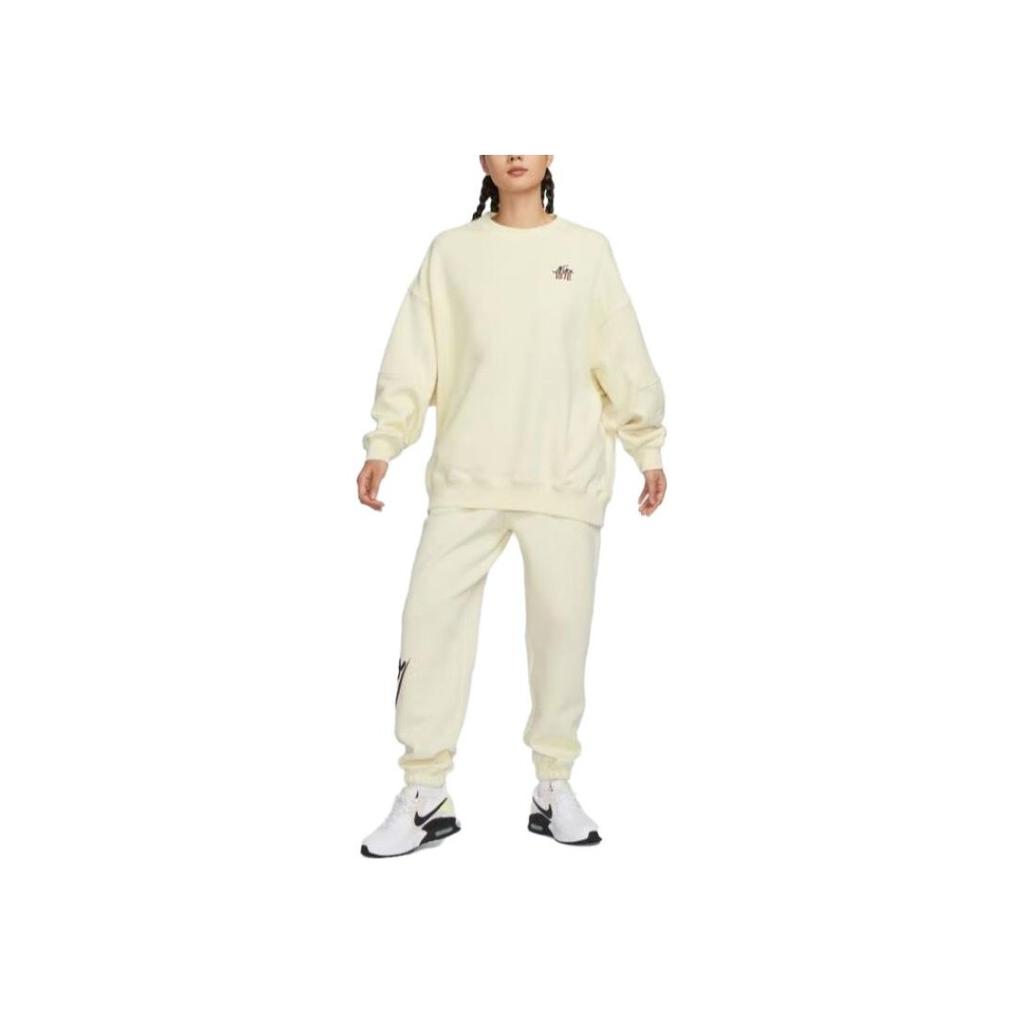 Nike Однотонный свитер с круглым вырезом, повседневный свитшот, женские топы, бежевый FV8444-113