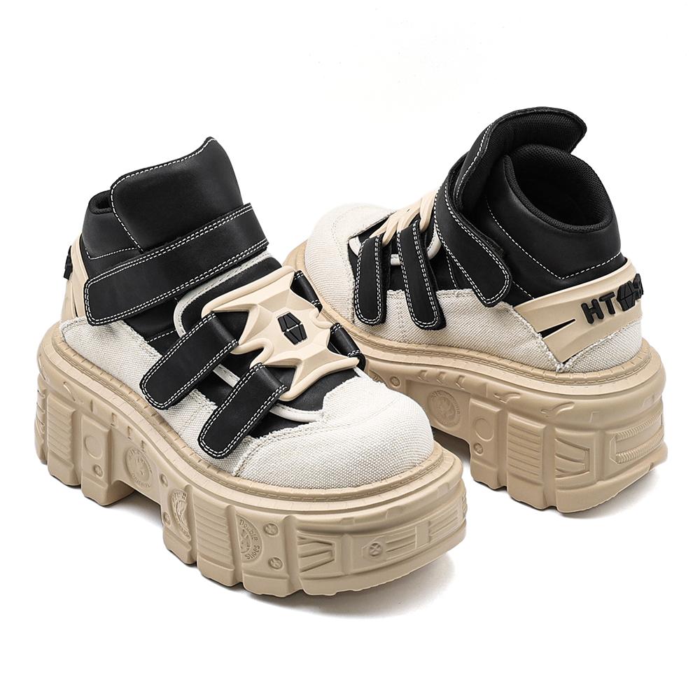 Готические ботильоны на шнуровке Новая панк-стиль женская обувь Высота каблука 6 см Обувь на платформе Женские кроссовки с металлическим декором