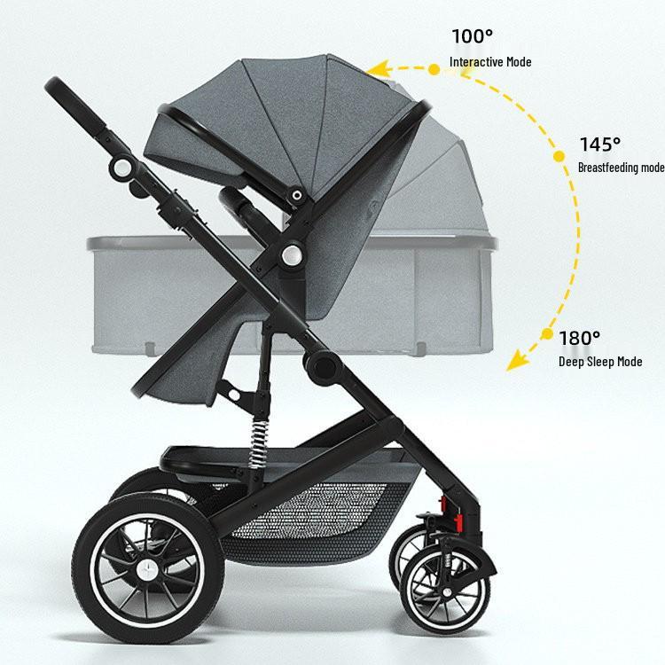 Легкая детская коляска двойного назначения: Высокая проходимость, Трансформируемая, Складная, и Двусторонняя.