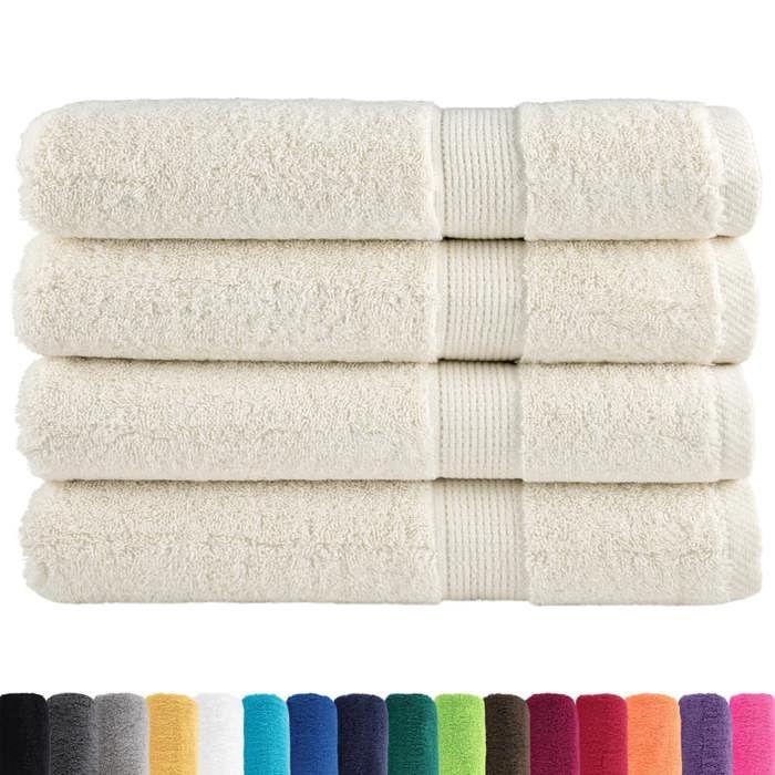 VidaXL Serviettes de Qualité Supérieure 4 pcs, Serviettes de Douche, Draps de Bain, Serviettes d'Invité de Toilette, Crème 137486