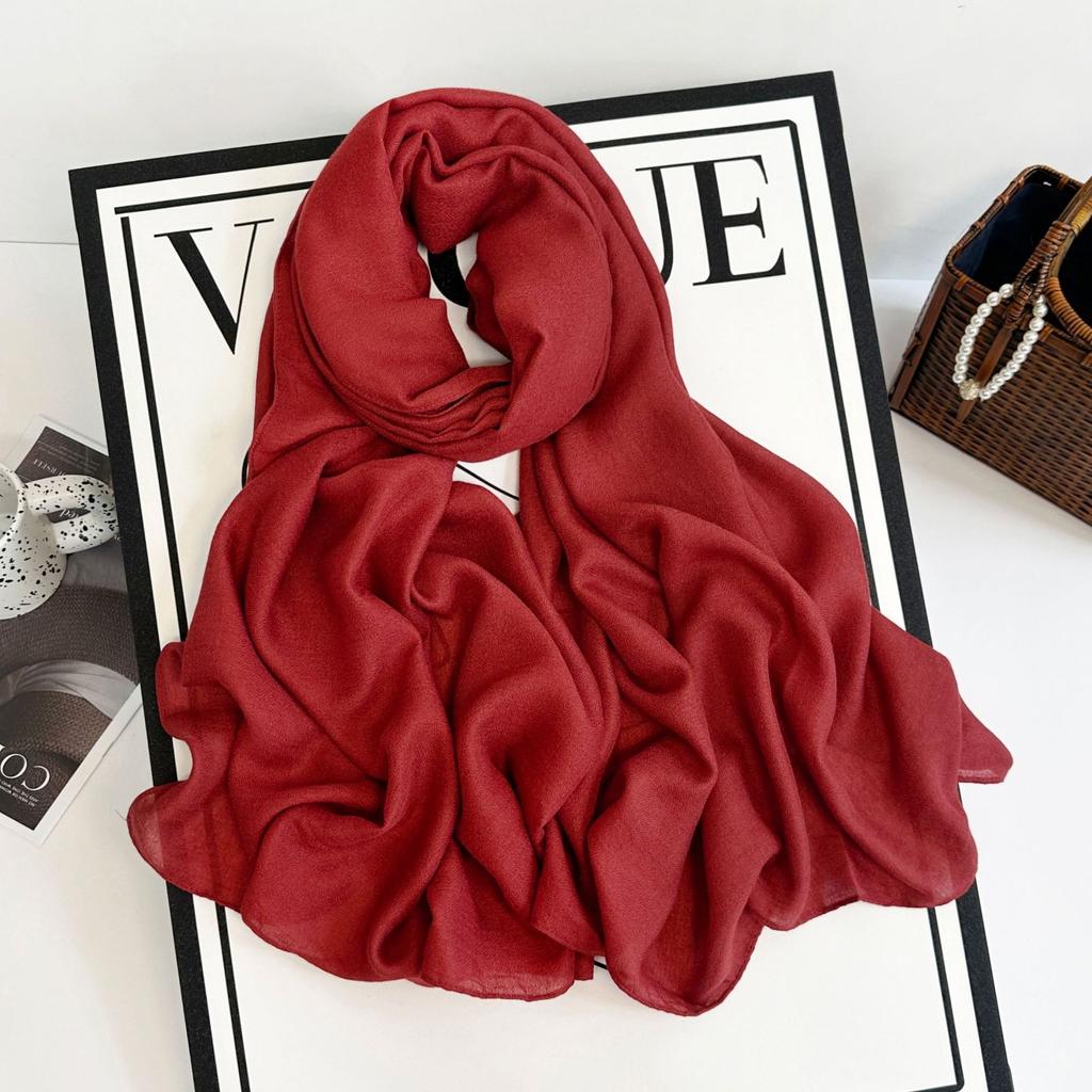 Cotton And Linen Scarf Women'S Yarn Scarf Solid Color Scarf Summer Sun Protection Breathable Shawl Retro Rough Edge Silk Scarf