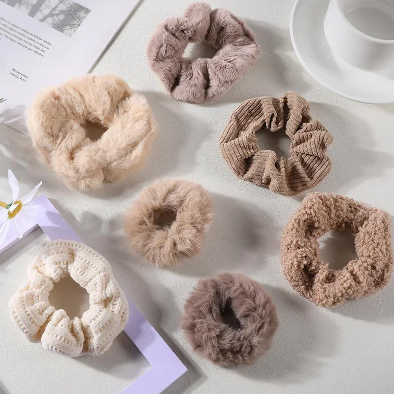 7 шт./набор Держатель для хвоста Аксессуары для волос Резинки для волос Однотонный Вельвет для Девочек Женщин Резинка для волос