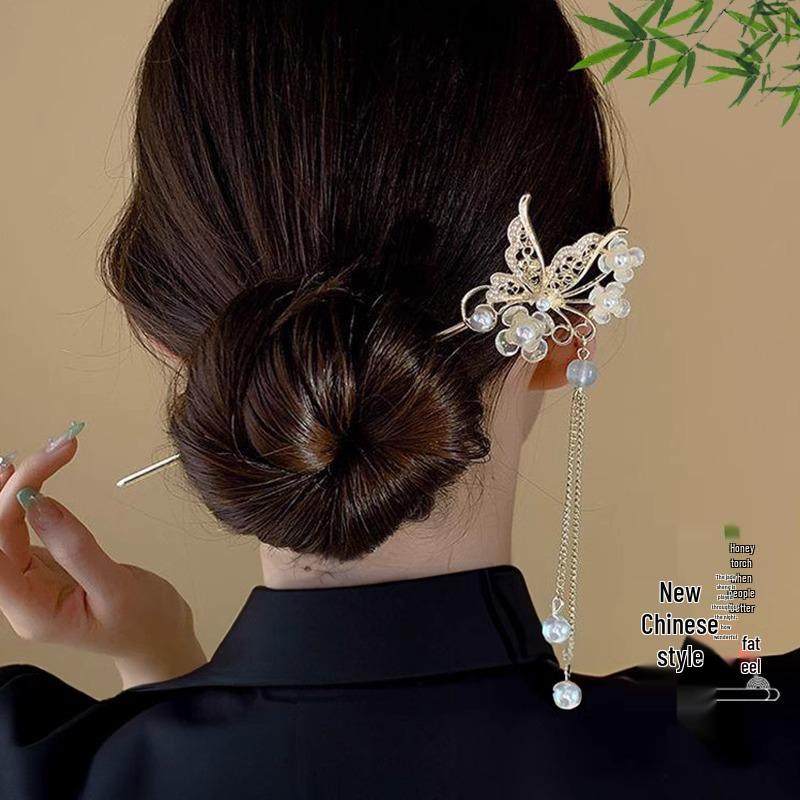 High-End Retro Chinese Tassel Hairpin for Women - Versatile Alloy Hair Clip for Elegant Updos