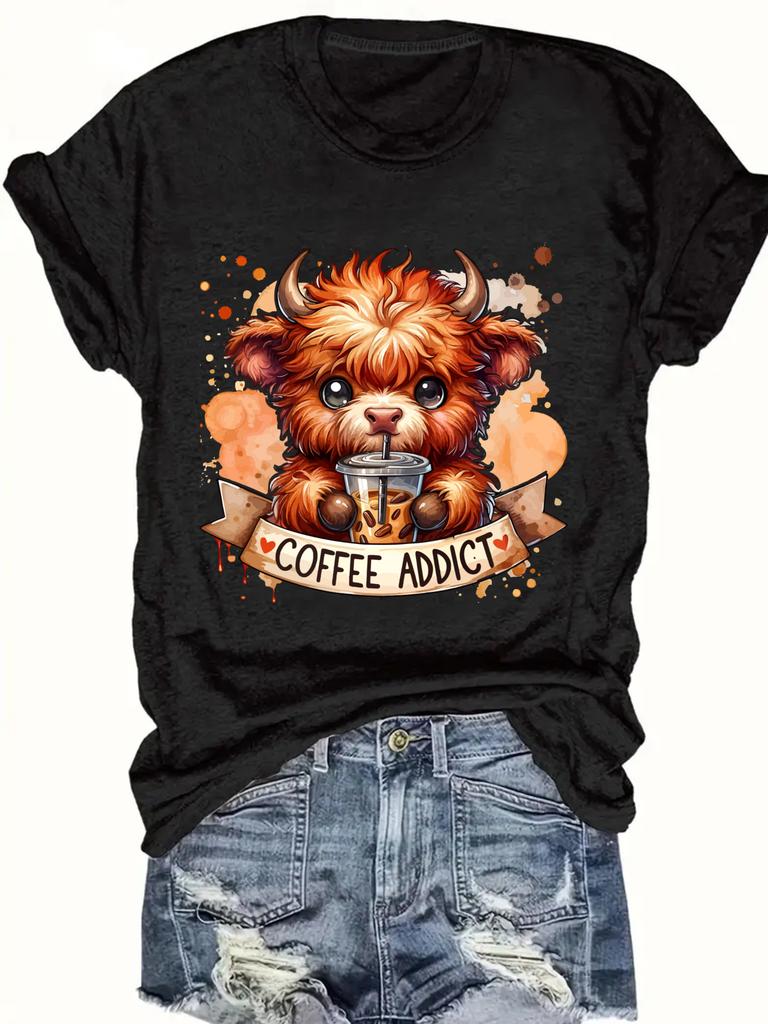 women's plus size tank top Cute Bull Coffee Cup Banner Suitable for sports and daily wear summer casual shirts womens clothes