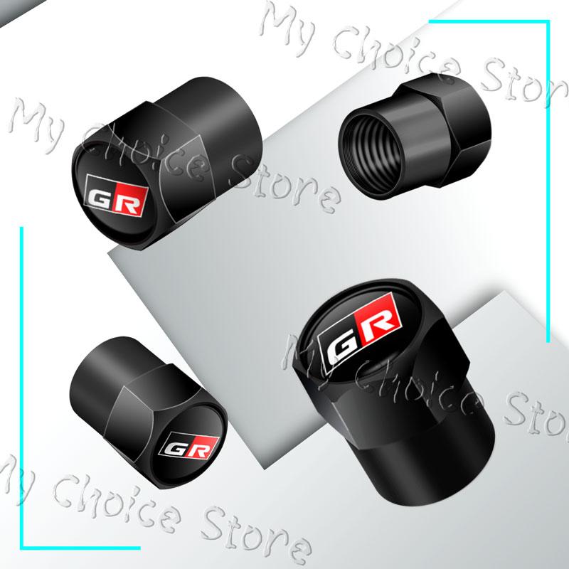 4Pcs/Set GR Sport Logo Car Styling Wheel Tire Valve Air Caps Stem Dustproof Cover For Toyota GR Gazoo Racing Sport Prius Camry
